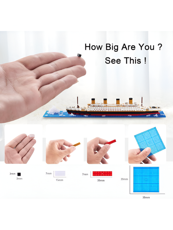 Titanic Cruise Ship Micro Building Blocks Set with Iceberg Base – 3D Mini Bricks Model Kit, Collectible Display Toy & Educational Gift for Adults and Teens TV7197