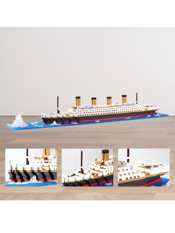 Titanic Cruise Ship Micro Building Blocks Set with Iceberg Base – 3D Mini Bricks Model Kit, Collectible Display Toy & Educational Gift for Adults and Teens TV7197