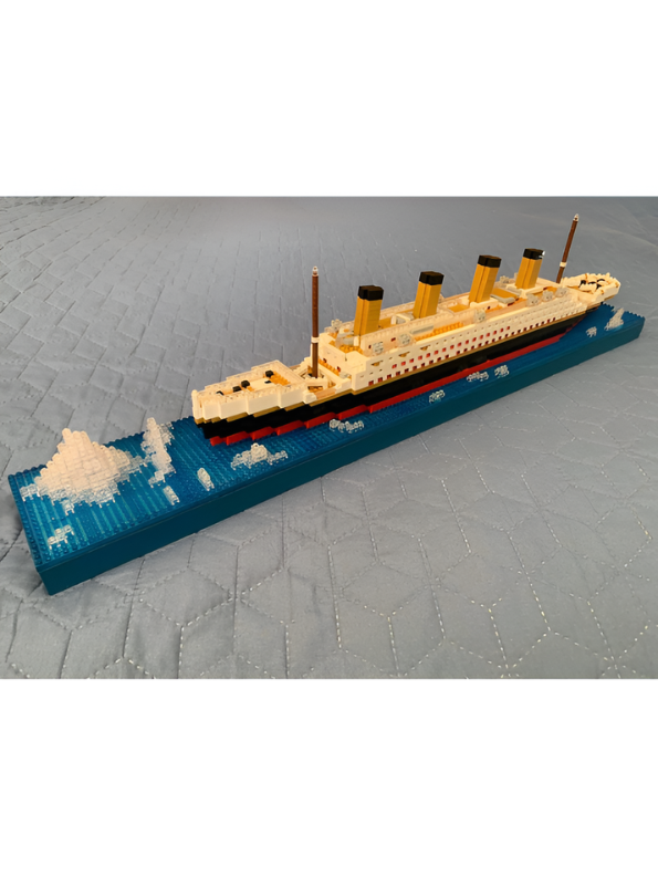 Titanic Cruise Ship Micro Building Blocks Set with Iceberg Base – 3D Mini Bricks Model Kit, Collectible Display Toy & Educational Gift for Adults and Teens TV7197