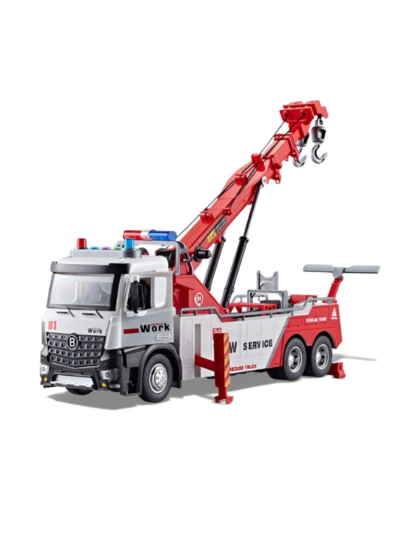 Tow Service Truck Die-Cast Model 1:24 Scale For Kids - Durable & Realistic Play Red LMI15705.