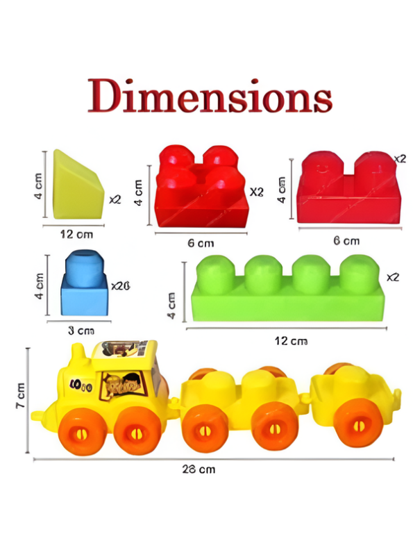 Toy Train Building Blocks Set – Colorful Interlocking Educational Construction Bricks with Wheeled Engine & Zipper Bag for Toddlers Ages 3+ LMI16699
