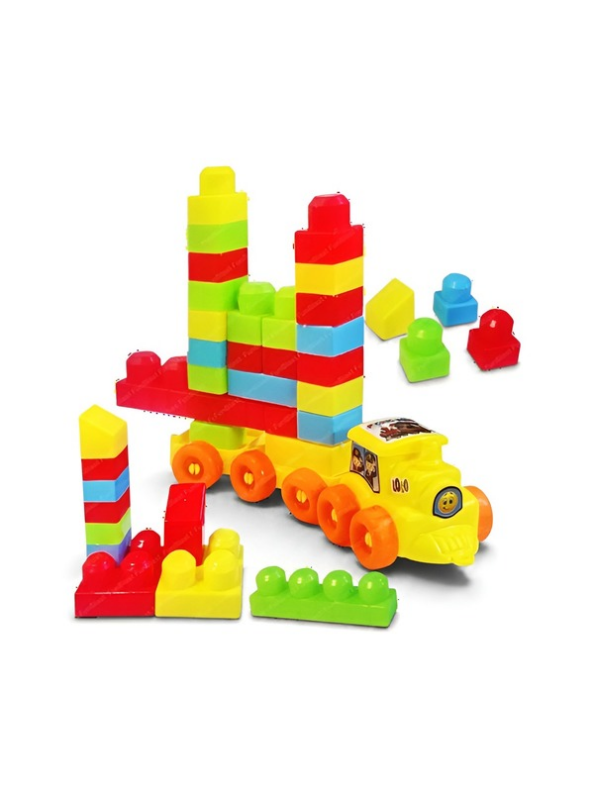 Toy Train Building Blocks Set – Colorful Interlocking Educational Construction Bricks with Wheeled Engine & Zipper Bag for Toddlers Ages 3+ LMI16699