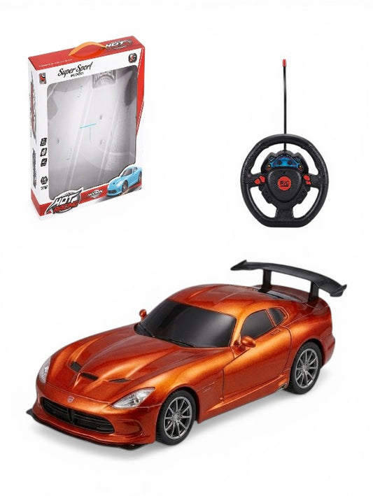 Remote Control Super Sport Racing Car with Steering Wheel Controller – High-Speed RC Toy in Metallic Orange Finish for Kids & Adults MD2244