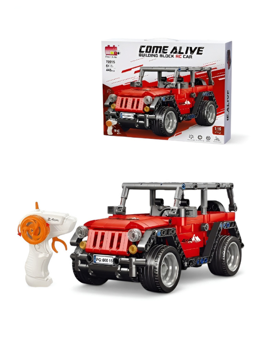 2-in-1 Remote Control Building Block Jeep – 443 Pieces STEM Construction Toy, 1:16 Scale Off-Road RC Racing Truck with 2.4GHz High-Speed Control for Kids Ages 6+ MD1149