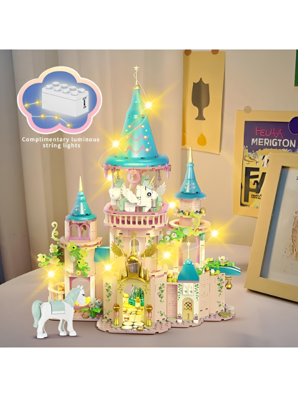 Dream House Fairy Tale Castle Building Set for Kids – 3-Level Princess Play Set with Lights TV6706