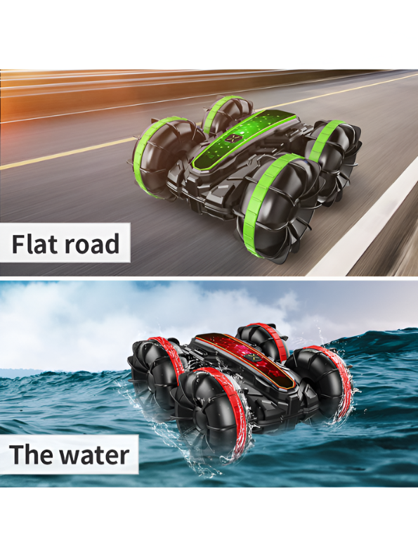 2-in-1 Amphibious RC Stunt Car with Gesture Control – Red All-Terrain Remote Control Vehicle for Land & Water Adventures TV2584