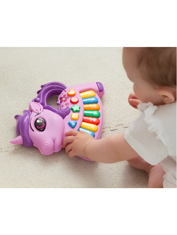 Unicorn Baby Piano Toy - Early Educational Musical Keyboard with 8 Piano Keys, 4 Animal Sounds, and 4 Play Modes - Sensory Learning Gift for Infants and Toddlers TV6981