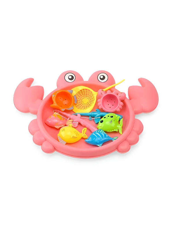 Magnetic Fishing Toy Game Set for Kids – Pink 11-Piece Toddler Bath & Pool Play Set with 8 Large Floating Fish, Crab Pond, Extendable Fishing Pole & Net – Educational Water Sensory Learning Toy for Boys and Girls MD2819