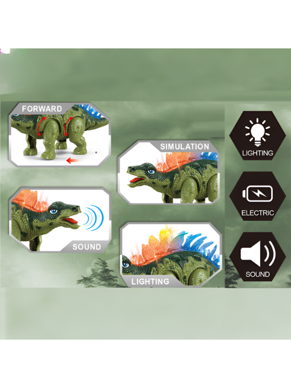 Electronic Walking Stegosaurus Dinosaur Toy with Lights and Sound Effects TV6696.