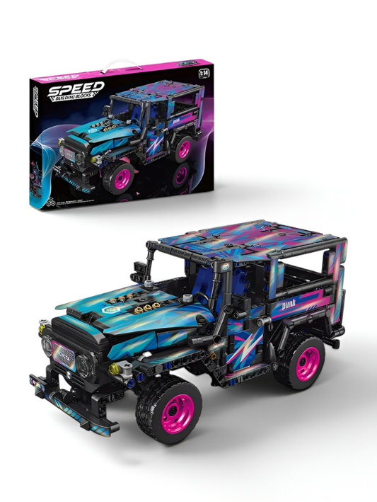 Cyberpunk Off-Road SUV Building Block Set – 910 Pieces, Pull-Back Action Toy Vehicle for Kids & Adults, Futuristic DIY Construction Kit with High-Performance Design TV6704