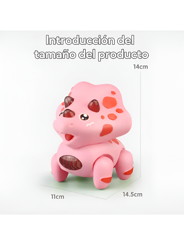 Electric Walking Triceratops Toy for Babies – Pink Musical Crawling Dinosaur with LED Lights, Pull String Action, Early Educational Sensory Toy for Infants and Toddlers TV4682