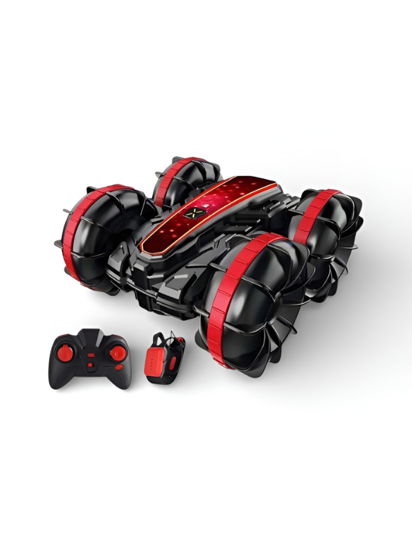 2-in-1 Amphibious RC Stunt Car with Gesture Control – Red All-Terrain Remote Control Vehicle for Land & Water Adventures TV2584