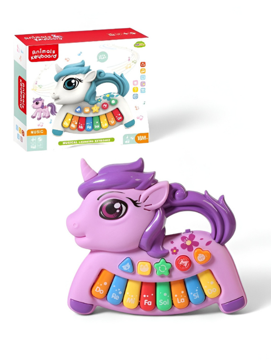 Unicorn Baby Piano Toy - Early Educational Musical Keyboard with 8 Piano Keys, 4 Animal Sounds, and 4 Play Modes - Sensory Learning Gift for Infants and Toddlers TV6981