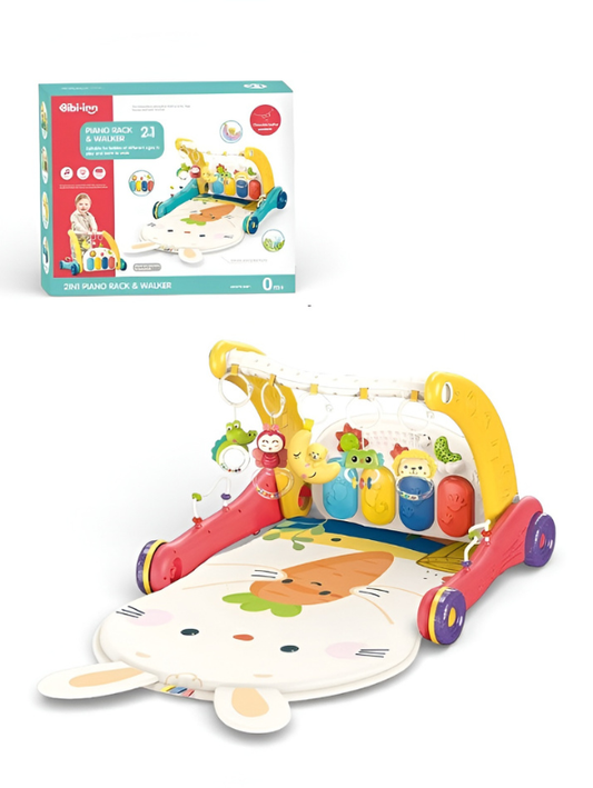2-in-1 Baby Musical Piano Gym & Toddler Walker – Multi-Stage Infant Activity Center with Detachable Toys, Padded Play Mat, Adjustable Height, Early Learning Development Toy for Babies and Toddlers
