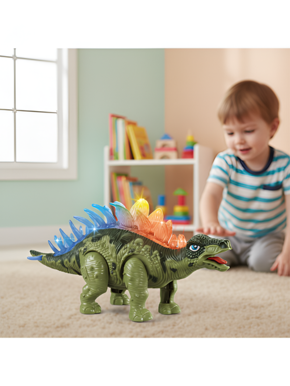 Electronic Walking Stegosaurus Dinosaur Toy with Lights and Sound Effects TV6696.