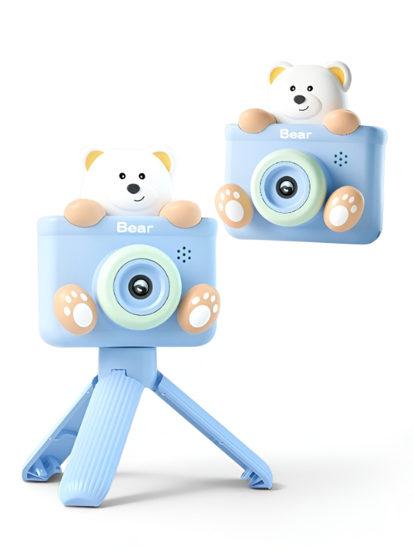 Portable Kids Bear Digital Camera with Tripod – HD Educational Toy Camera for Toddlers & Children, Easy USB Charging, Perfect Holiday Birthday Gift TV3859