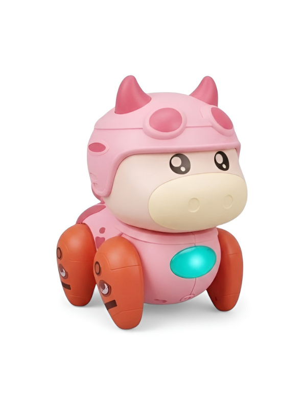 Interactive Musical Walking Cow Toy for Toddlers – Pink Electronic Dancing Baby Cow with LED Lights and Sound | Educational Robotic Animal Toy for Boys and Girls (Ages 3+) TV4667