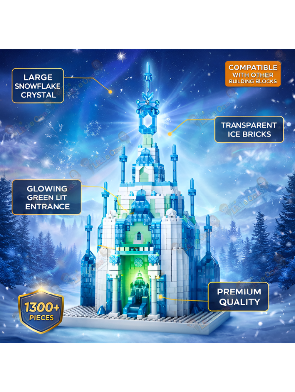 QS08 Winter Ice Castle Building Block Set (1000+ Pieces) – Frozen-Inspired Palace Model Kit for Kids & Adults, Creative DIY Architecture Toy, Educational Holiday Gift Idea MD2602