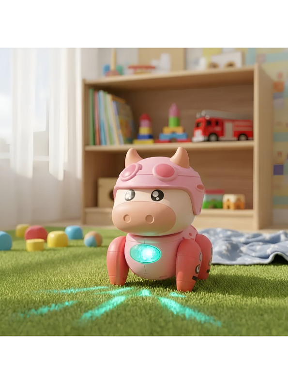 Interactive Musical Walking Cow Toy for Toddlers – Pink Electronic Dancing Baby Cow with LED Lights and Sound | Educational Robotic Animal Toy for Boys and Girls (Ages 3+) TV4667