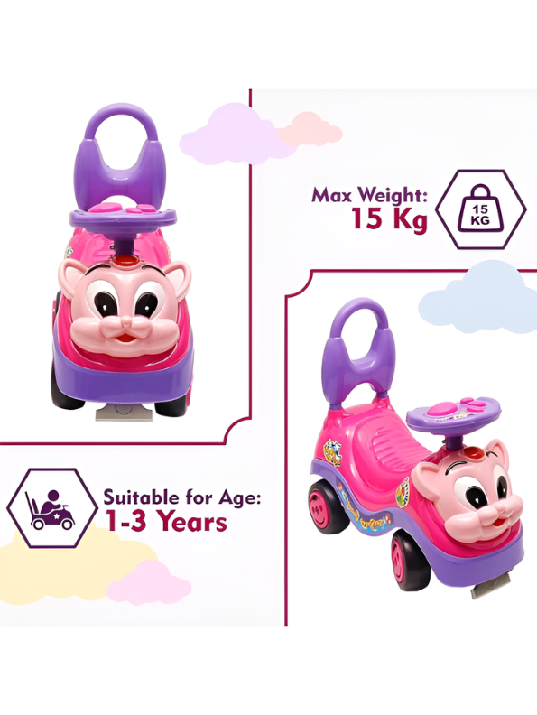 Toddler Ride-On Push Car with Musical Steering Wheel – Safe & Durable Foot-to-Floor Toy for Kids Aged 1-3 Years, Supports up to 15kg TV3755