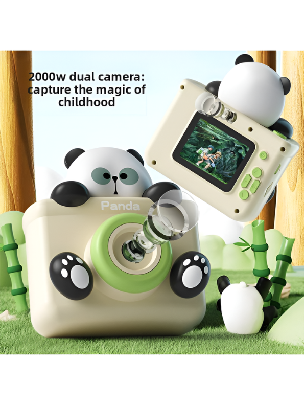 Cartoon Panda Digital Camera - 2000W HD Dual Lens Toy Camera with Tripod, Lanyard, and Mini Games TV3859