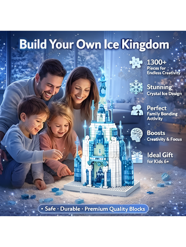 QS08 Winter Ice Castle Building Block Set (1000+ Pieces) – Frozen-Inspired Palace Model Kit for Kids & Adults, Creative DIY Architecture Toy, Educational Holiday Gift Idea MD2602