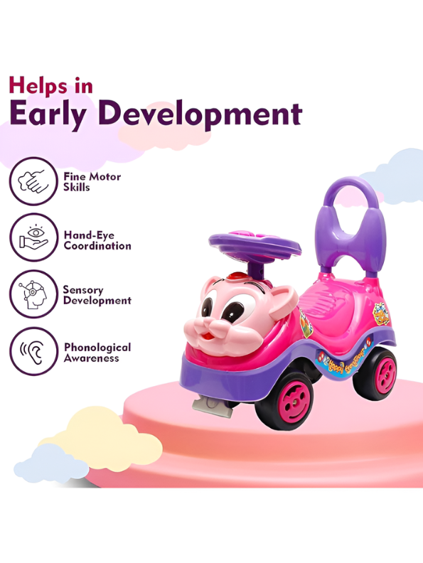 Toddler Ride-On Push Car with Musical Steering Wheel – Safe & Durable Foot-to-Floor Toy for Kids Aged 1-3 Years, Supports up to 15kg TV3755