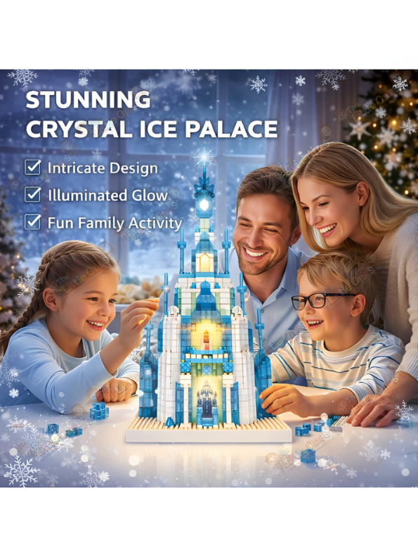 QS08 Winter Ice Castle Building Block Set (1000+ Pieces) – Frozen-Inspired Palace Model Kit for Kids & Adults, Creative DIY Architecture Toy, Educational Holiday Gift Idea MD2602