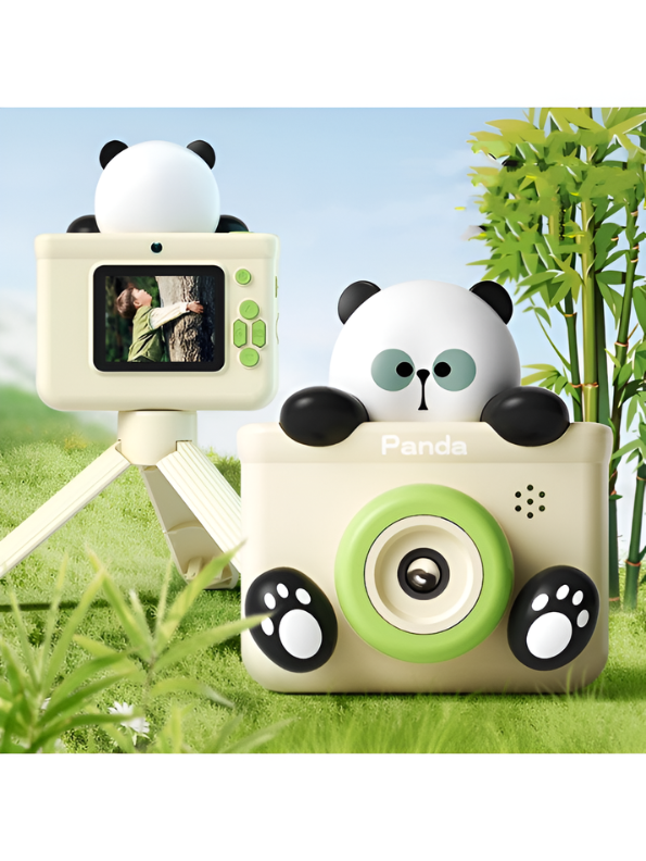 Cartoon Panda Digital Camera - 2000W HD Dual Lens Toy Camera with Tripod, Lanyard, and Mini Games TV3859