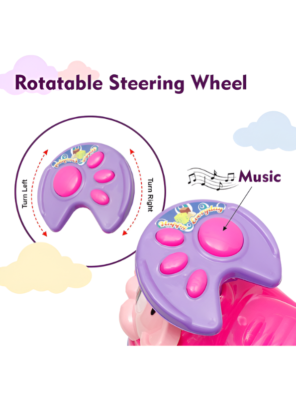 Toddler Ride-On Push Car with Musical Steering Wheel – Safe & Durable Foot-to-Floor Toy for Kids Aged 1-3 Years, Supports up to 15kg TV3755
