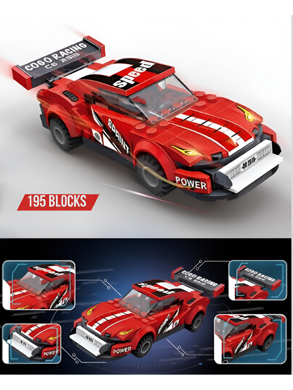 Speed Crossing Red Race Car Building Blocks Set (305 Pieces) – STEM Educational Construction Toy for Kids, Teens & Adult Collectors – DIY Racing Car Model Kit with Realistic Design & Creative Learning MD1591