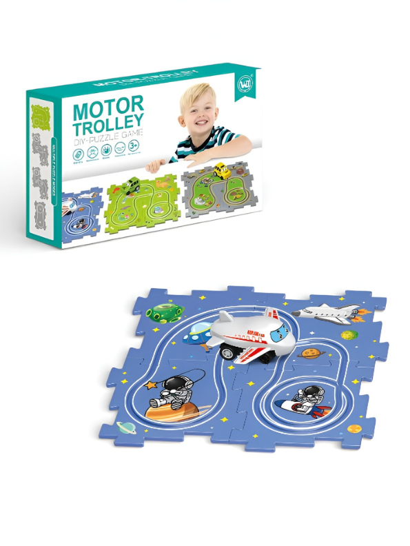 Trolley Puzzle Track Set for Kids 3+ – Interactive Educational Maze Toy with Automatic Vehicle, Modular Building Pieces & Creative STEM Learning Play MD1861