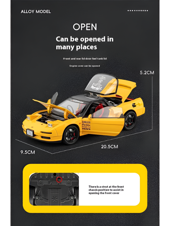 1:22 Scale Honda NSX NA1 Diecast Alloy Model Car – Yellow Premium Realistic Collector’s Edition Sports Car Replica MD2582