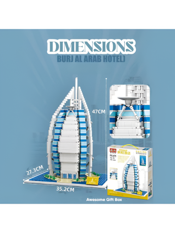 Burj Al Arab Dubai Iconic Architecture Building Blocks Set – 2280 Pieces STEM Toy – Large World Wonder Display Model for Kids & Adults TV6068