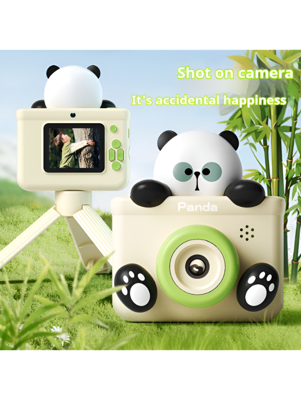 Cartoon Panda Digital Camera - 2000W HD Dual Lens Toy Camera with Tripod, Lanyard, and Mini Games TV3859