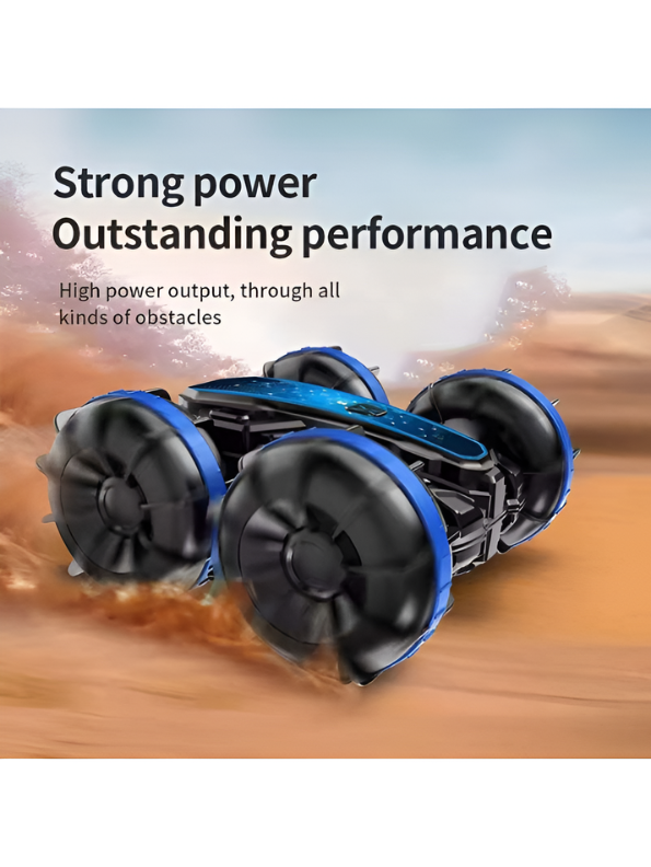 2-in-1 Amphibious RC Stunt Car with Gesture Control – Blue All-Terrain Remote Control Vehicle for Land & Water Adventures TV2584
