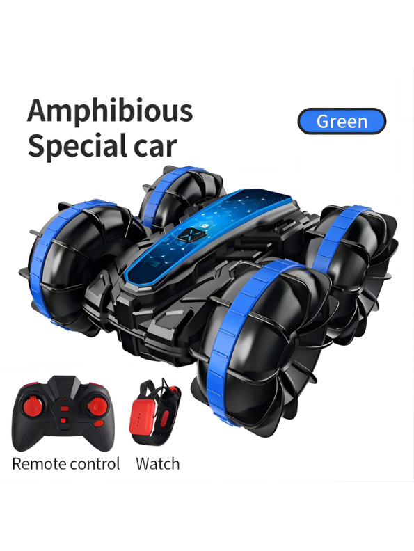 2-in-1 Amphibious RC Stunt Car with Gesture Control – Blue All-Terrain Remote Control Vehicle for Land & Water Adventures TV2584