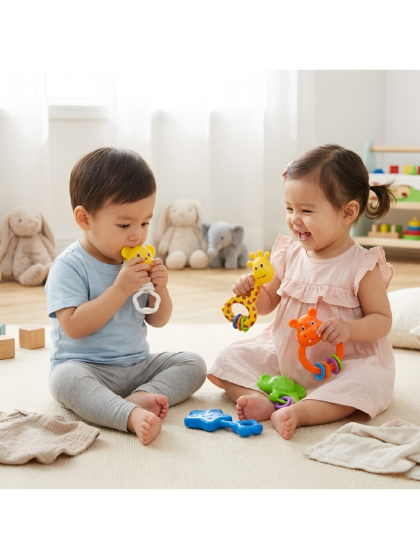 Baby Rattle and Teether Set (5 Pieces) – Colorful Animal Sensory Toys for Infants & Toddlers, BPA-Free, Safe & Developmental Play MD1109