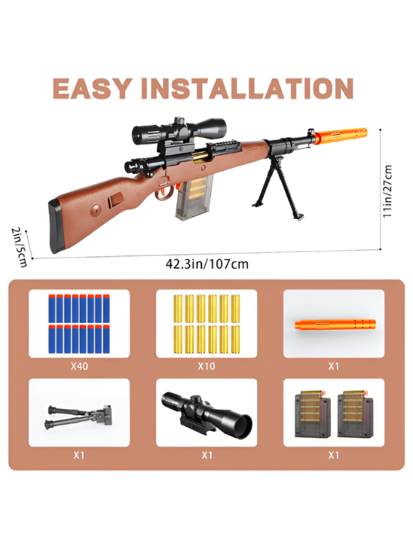 PUBG Kar 98K Tactical Shooting Game Model – 104cm Professional Soft Bullet Toy Gun for Outdoor Combat Play, Realistic Sniper Design for Kids & Adults NX16428