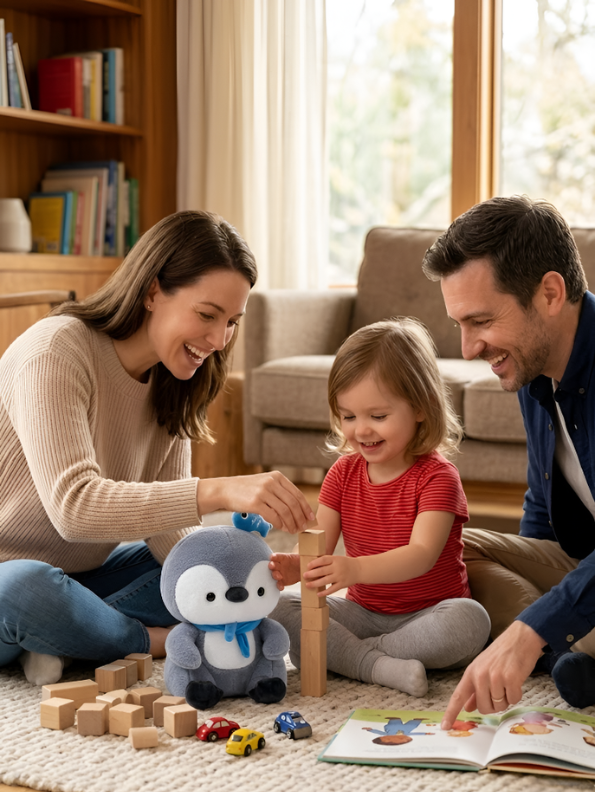 Huggable Penguin Plushie (10 Inch) – Nursery Decor & Sensory Play Toy for Boys and Girls – Grey/White ST16498