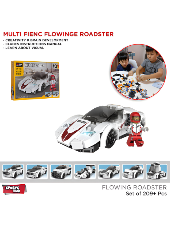 Multificence 31032 Flowing Roadster Building Set – 209-Piece White Supercar Toy with Driver Minifigure | STEM Educational Construction Kit for Kids Ages 6+ MD2743