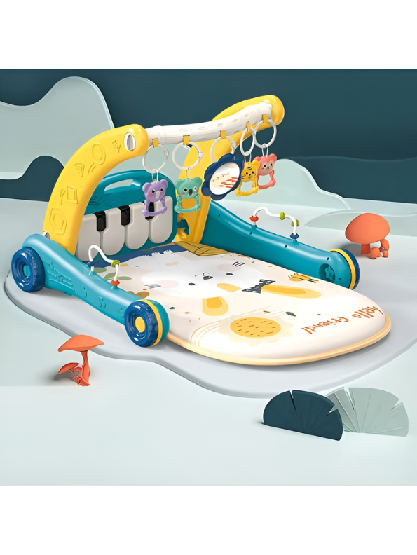 2-in-1 Baby Musical Play Gym & Activity Walker – Sit-to-Stand Learning Center with Interactive Piano, Soft Padded Play Mat, and Hanging Sensory Toys for Infants & Toddlers MD1536