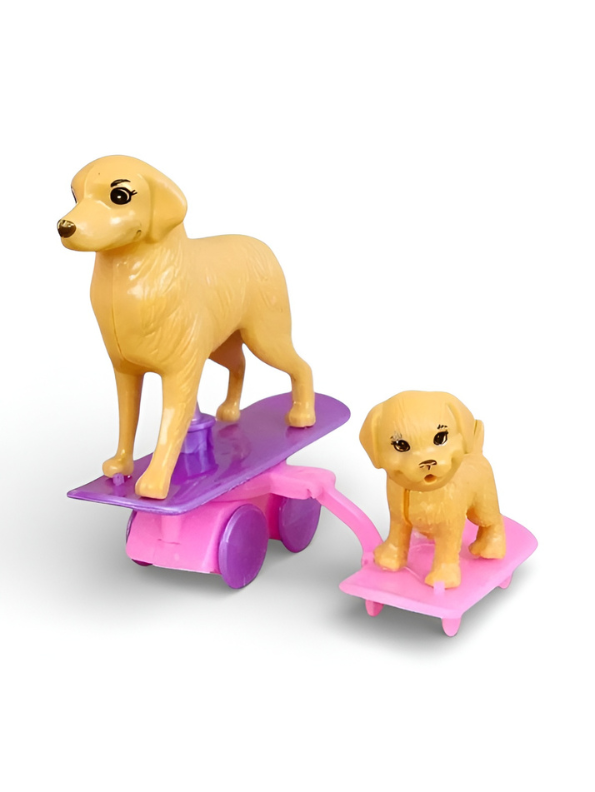 Baonier Fashion Doll & Bicycle Playset with Two Pet Dogs, Skateboarding Trailer & Interactive Accessories for Kids’ Creative Play NX15420