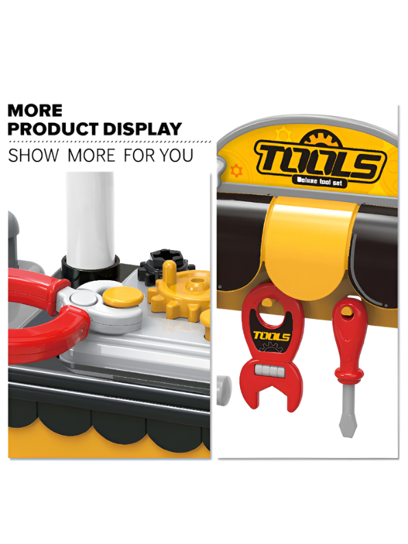Qear Tools a Master 3-in-1 Kids Workbench Toy Set – Mobile STEM Construction Workshop with Tools, Gears & Accessories for Toddlers and Kids MD2002