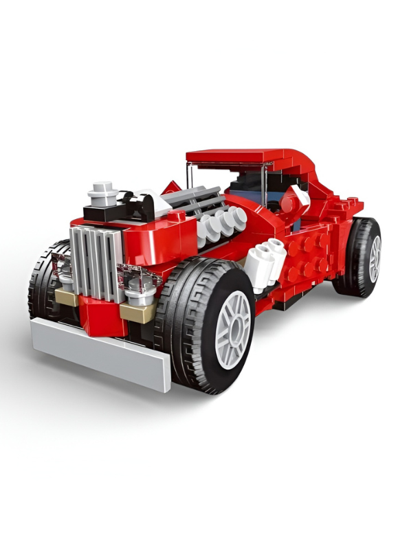 Multificence 20-in-1 Vintage Car Building Block Set (278 Pieces) – Red Retro Hot Rod DIY Construction Kit for Kids Ages 6+ | Creative STEM Educational Toy MD2139