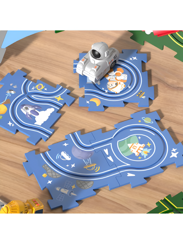 9-Piece DIY Space Adventure Puzzle Track Play Set with Battery-Operated Astronaut Car – Interchangeable Rail System, Educational STEM Toy for Toddlers & Kids TV4092