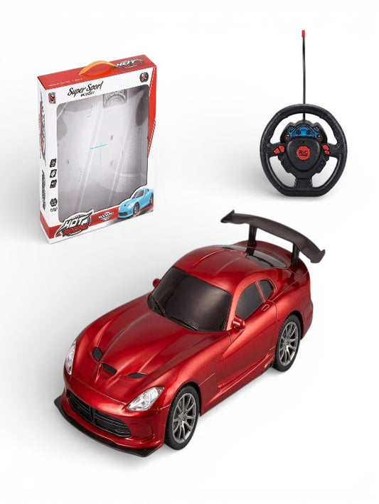 Remote Control Super Sport Racing Car with Steering Wheel Controller – High-Speed RC Toy in Metallic Finish for Kids & Adults MD2244