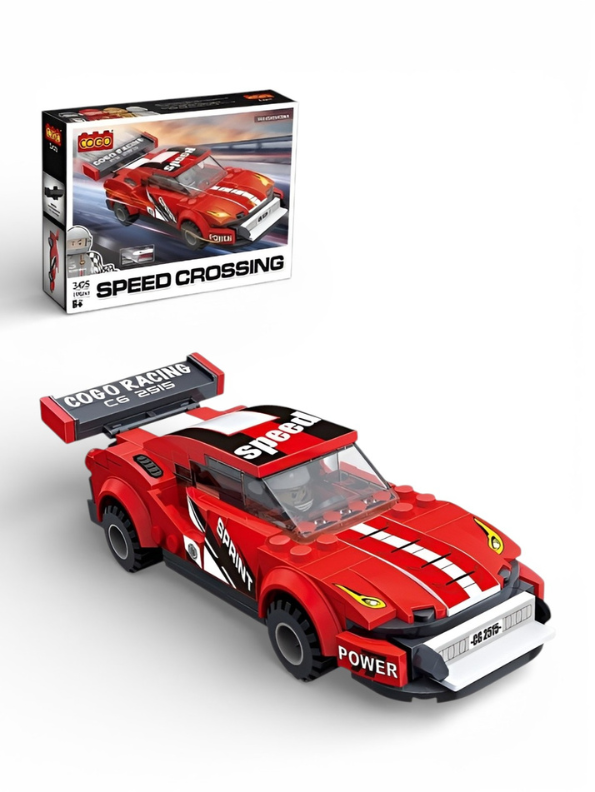 Speed Crossing Red Race Car Building Blocks Set (305 Pieces) – STEM Educational Construction Toy for Kids, Teens & Adult Collectors – DIY Racing Car Model Kit with Realistic Design & Creative Learning MD1591