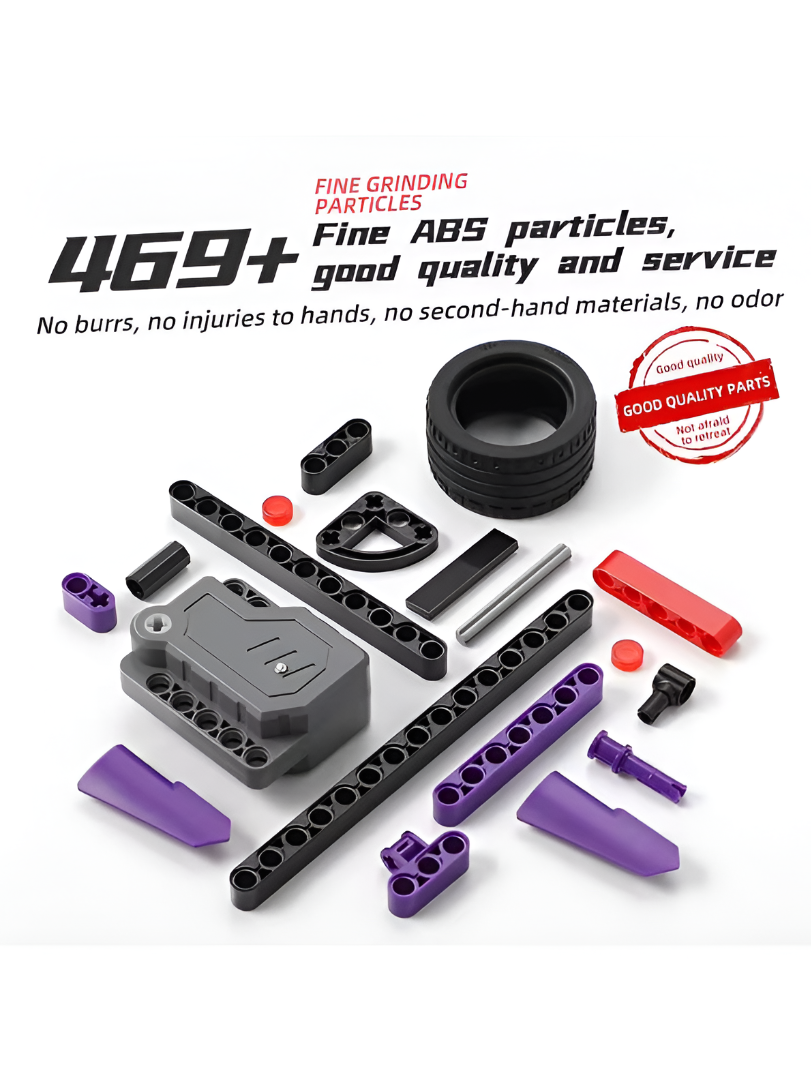 Mechanical Supercar Building Block Set – 1:18 Scale Purple Pull-Back Racing Car Toy with Scissor Doors & Rotating Steering Wheel – Creative STEM Kit for Kids Ages 6+ TV6044