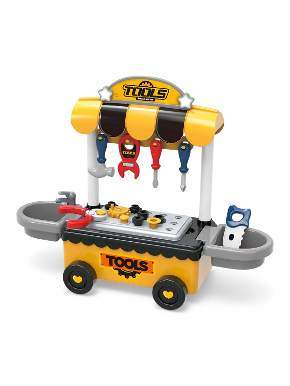 Qear Tools a Master 3-in-1 Kids Workbench Toy Set – Mobile STEM Construction Workshop with Tools, Gears & Accessories for Toddlers and Kids MD2002